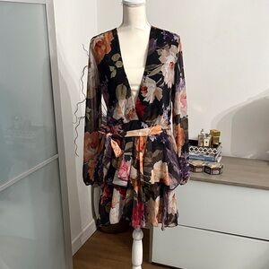 Floral V-Neck Long Sleeve Dress